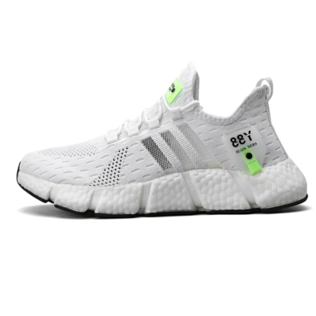 Tênis Volt Racer Unissex - Design Sporty Black com Faixas e Tag Neon