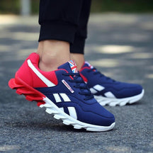 Tênis Nova Flyer Unissex - Design Retro British Red & Blue com Solado Bicolor