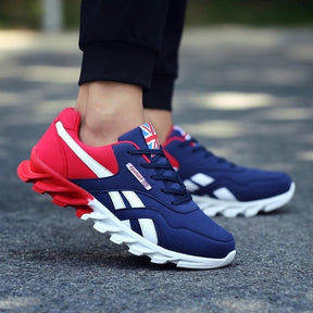 Tênis Nova Flyer Unissex - Design Retro British Red & Blue com Solado Bicolor