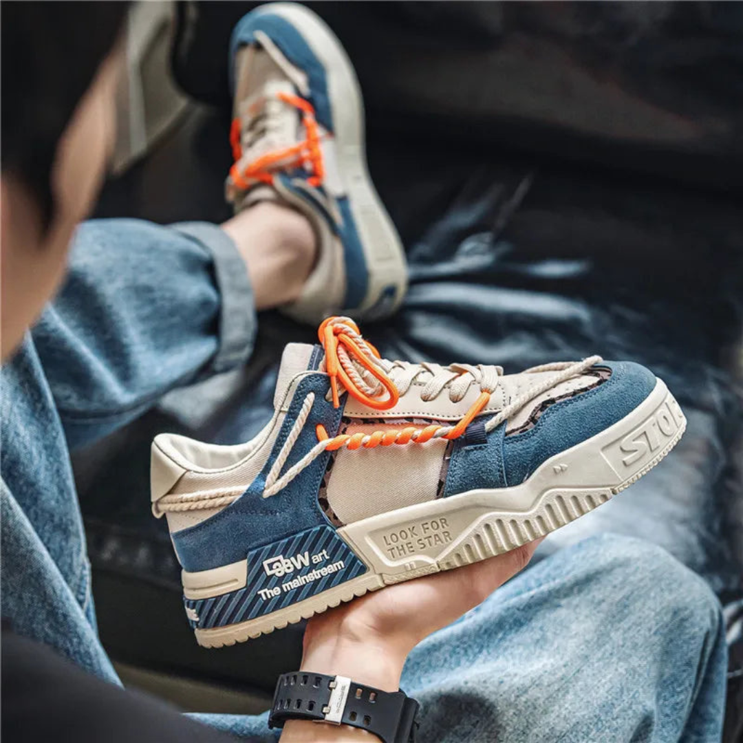 Tênis Glide Force Unissex - Design Deconstruído Bege com Cadarços Corda