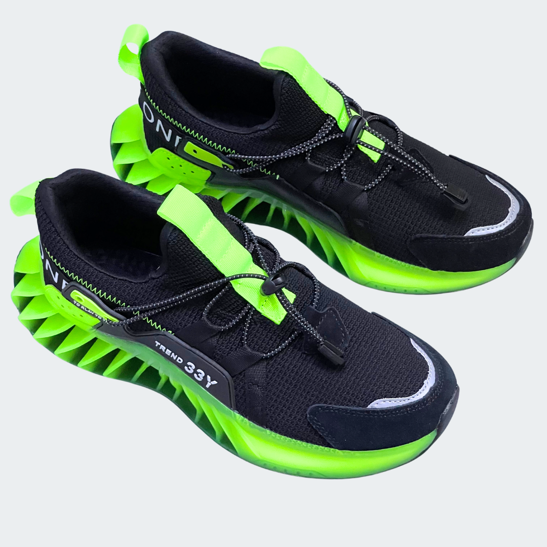 Tênis Comet Speed Unissex - Design Cyberpunk Neon com Solado Translúcido