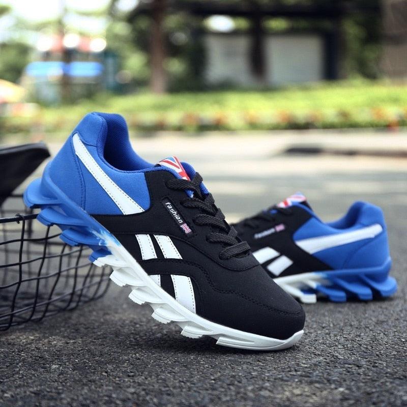 Tênis Nova Flyer Unissex - Design Retro British Red & Blue com Solado Bicolor